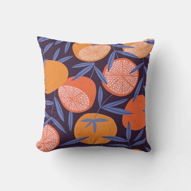 Grapefruit Vintage, Tropical Fruit Pattern. Throw Pillow (Front)