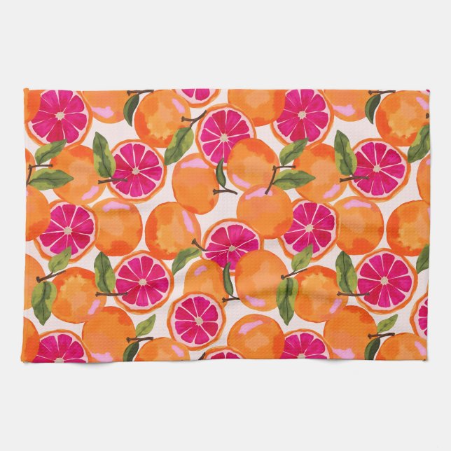 Grapefruit Watercolor Kitchen Towel (Horizontal)
