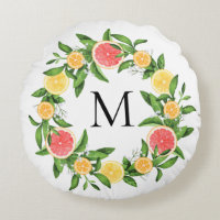 Grapefruits Lemons and Oranges Wreath Monogram