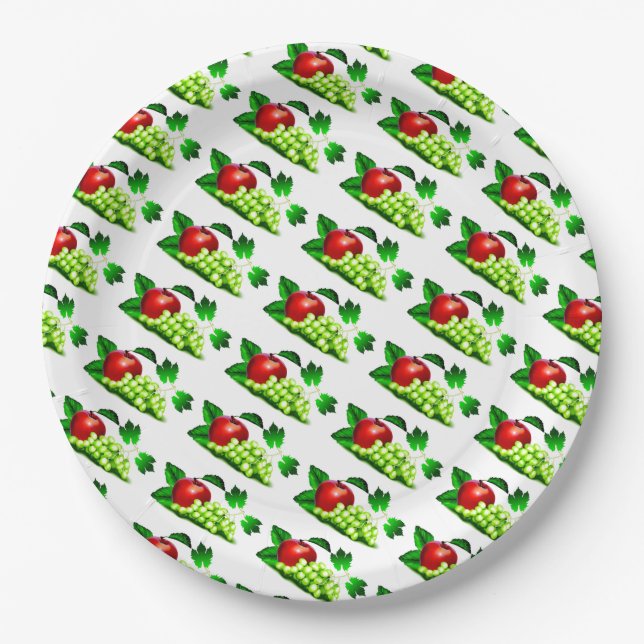 Grapes and Apples Paper Plate (Front)