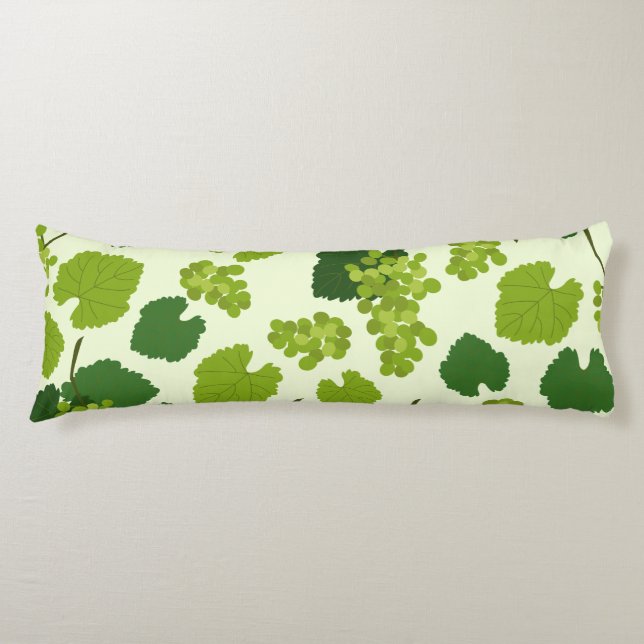 Grapes and Grape Leaves Pattern   Body Pillow (Front)