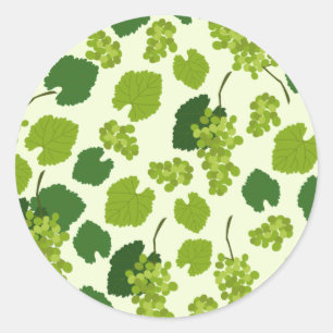 Grapes and Grape Leaves Pattern   Classic Round Sticker