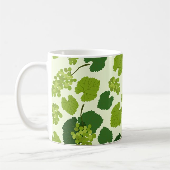 Grapes and Grape Leaves Pattern  Coffee Mug (Left)