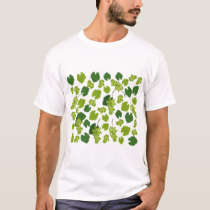 Grapes and Grape Leaves Pattern   T-Shirt