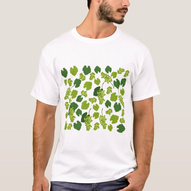 Grapes and Grape Leaves Pattern   T-Shirt (Front)