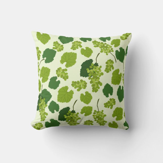 Grapes and Grape Leaves Pattern Throw Pillow (Front)