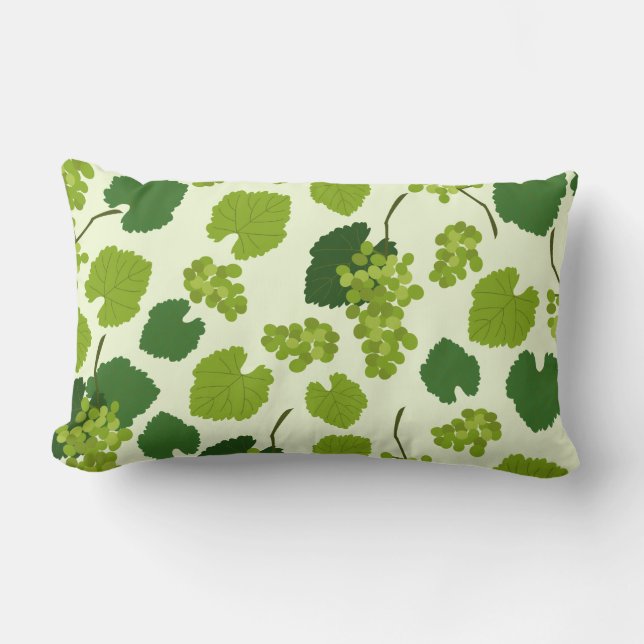 Grapes and Grape Leaves Pattern Throw Pillow (Front)