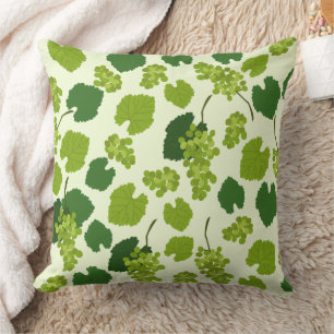 Grapes and Grape Leaves Pattern  Throw Pillow