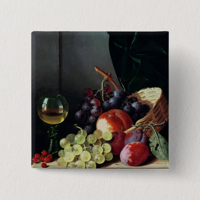 Grapes and plums 2 inch square button (Front)