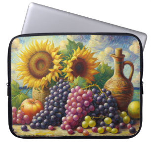Grapes and Sunflowers Oil Painting Laptop Sleeve