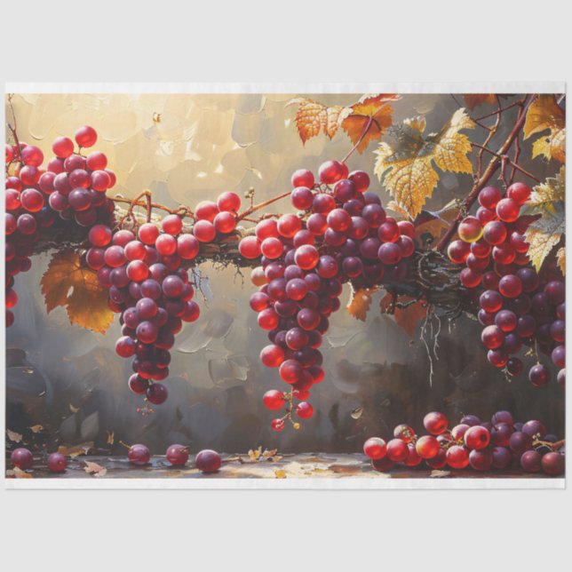 Grapes and Vine Oil Painting Decoupage Tissue Paper (Front)