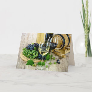 grapes and wine greeting card