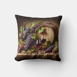 Grapes and Wine Still Life Throw Pillow