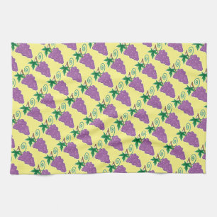 Grapes Bunch on Yellow Matching Kitchen Towel