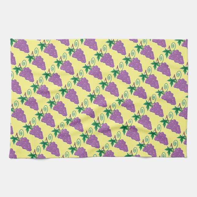 Grapes Bunch on Yellow Matching Kitchen Towel (Horizontal)