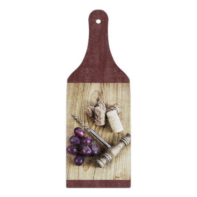 Grapes, corks and bottle opener cutting board (Front)