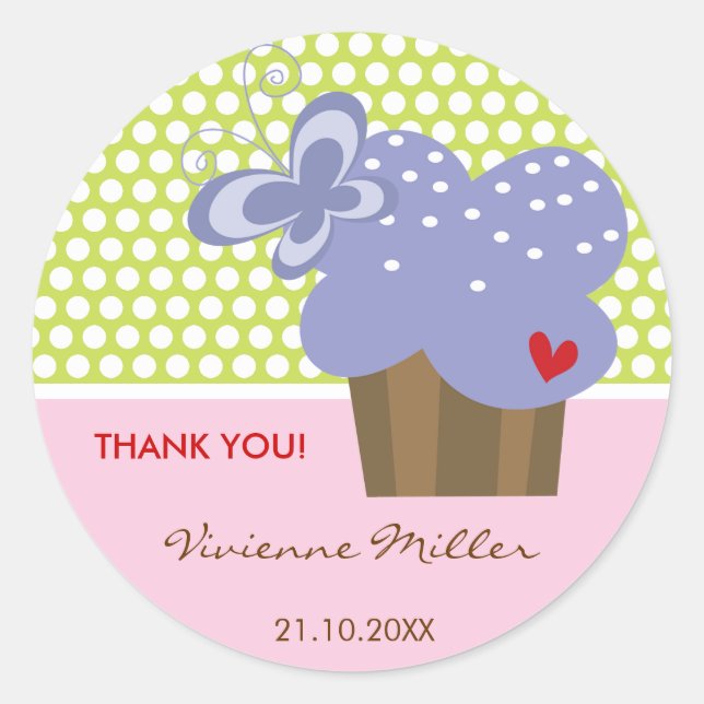 Grapes Cupcake Thank You Birthday Party Gift Tag (Front)