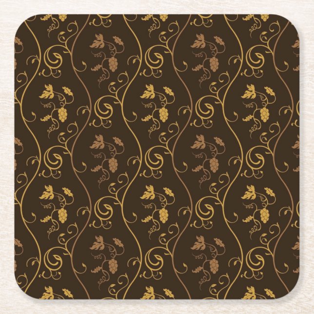 Grapes décor square paper coaster (Front)