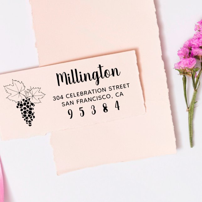 Grapes | Family Name Script & Return Address Self-inking Stamp (Creator Uploaded)