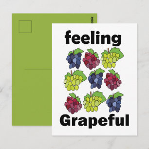 Grapes Fruit Feeling Grapeful Funny Pun Postcard