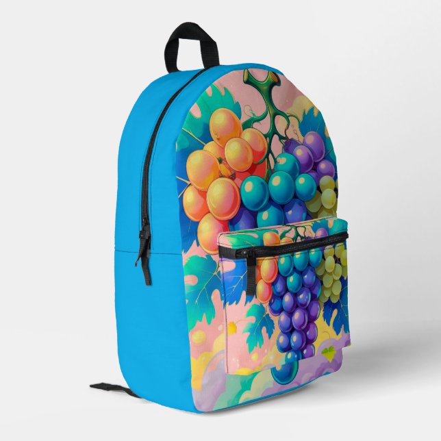 Grapes Fruit-Themed  Printed Backpack (Back Corner Left)