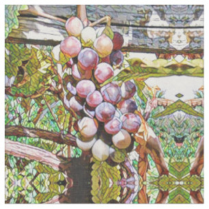 Grapes.Fruit vitrage. Fabric