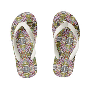 Grapes. fruits pattern. kid's flip flops