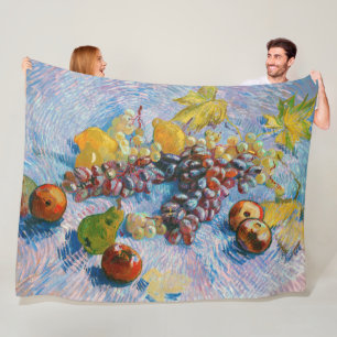 Grapes, Lemons, Pears, and Apples, Van Gogh Fleece Blanket