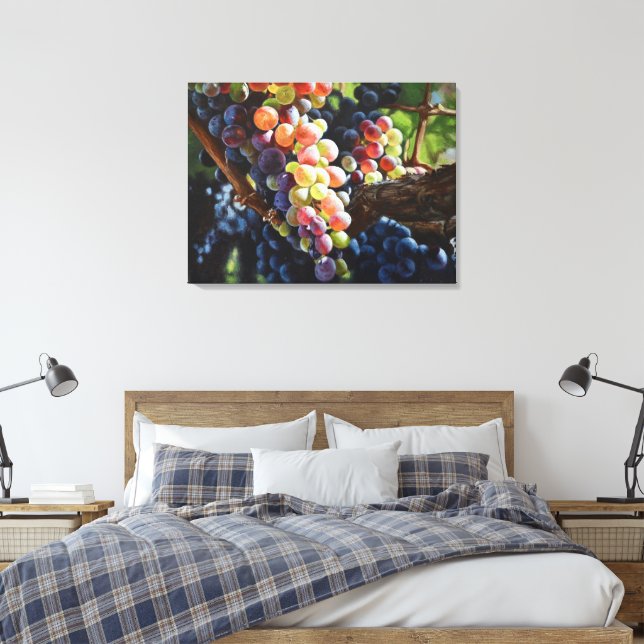 Grapes of Abundance for Wine Lovers & Wineries Canvas Print (Insitu(Bedroom))