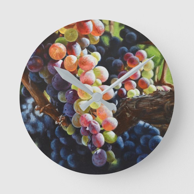 Grapes of Abundance for Wine Lovers & Wineries Round Clock (Front)