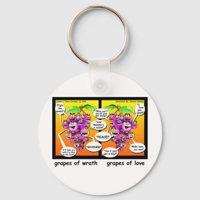 Grapes Of Wrath, Love, & War Funny Gifts & Tees Keychain (Front)