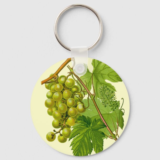 Grapes on the Vine Botanical Drawing Keychain (Front)