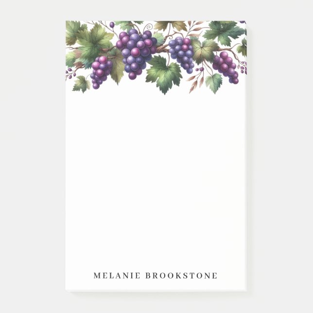 Grapes on the Vine Custom Post It Notes 4x6 (Front)