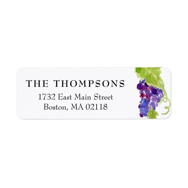 Grapes on the Vine Wedding Return Address Labels (Front)