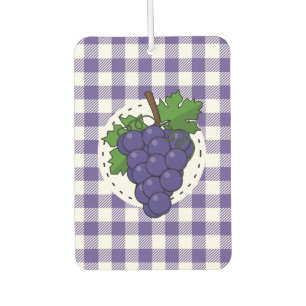 Grapes on White Violet Plaid Air Freshener