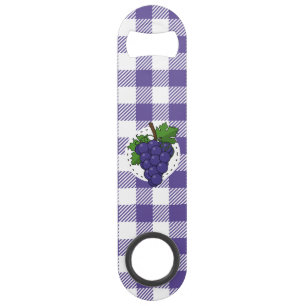 Grapes on White Violet Plaid Bar Key