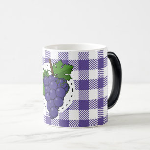 Grapes on White Violet Plaid Magic Mug
