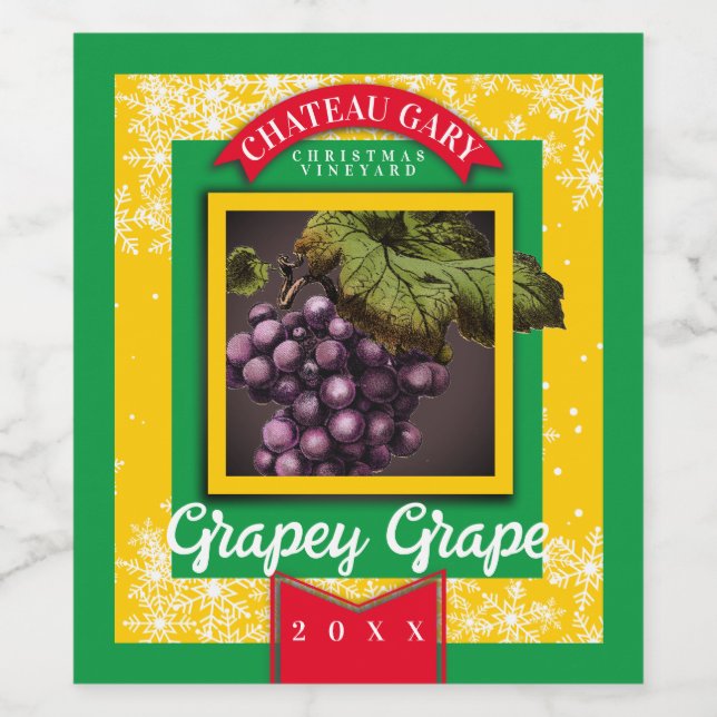 Grapes personalized homemade wine Christmas Wine Label (Single Label)