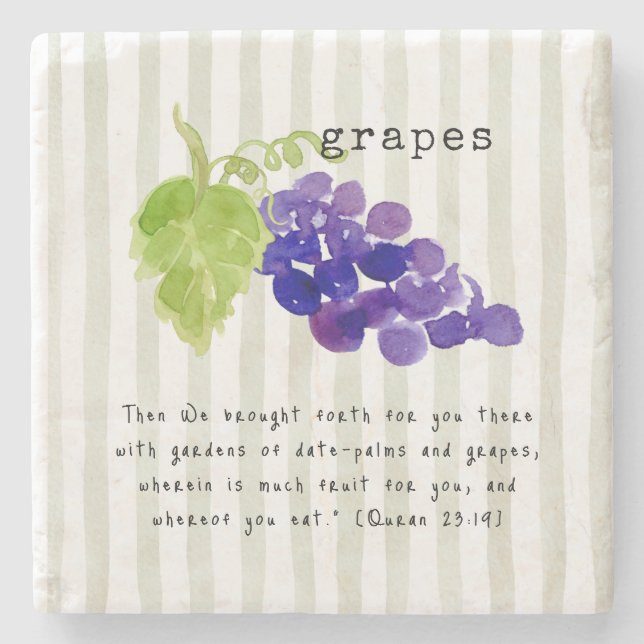 Grapes Quran Verse Stone Coaster (Front)