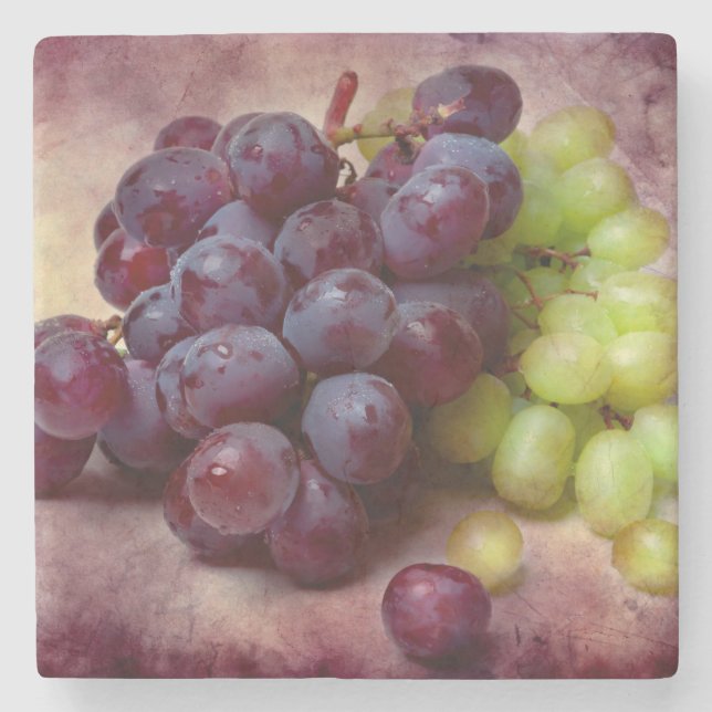 Grapes Red And Green Stone Coaster (Front)