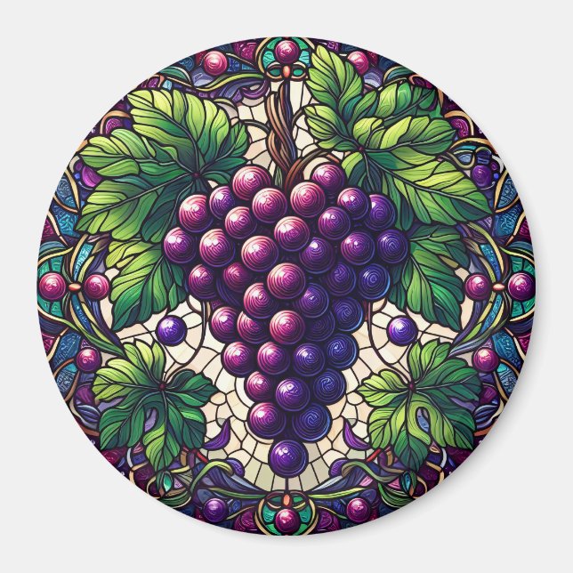 Grapes Stained Glass Magnet (Front)