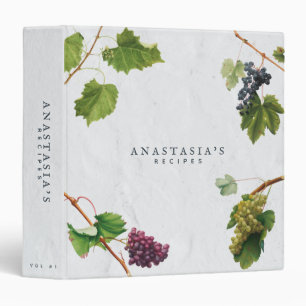 Grapes Vineyard Greek Island Recipe Cookbook  Binder