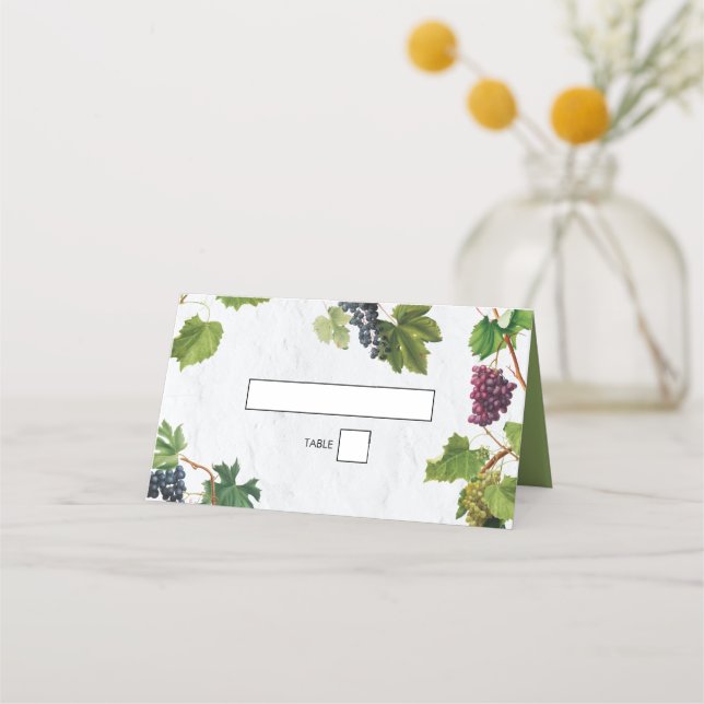 Grapes Vineyard Mediterranean Greek Island Wedding Place Card (Front)