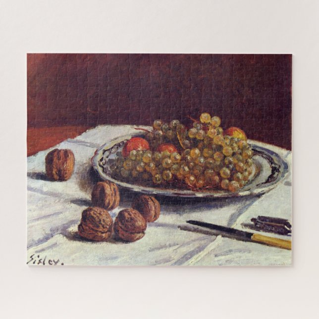 Grapes & Walnuts on a Table Sisley Impressionist Jigsaw Puzzle (Horizontal)