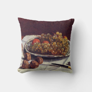 Grapes & Walnuts on a Table Sisley Impressionist Throw Pillow