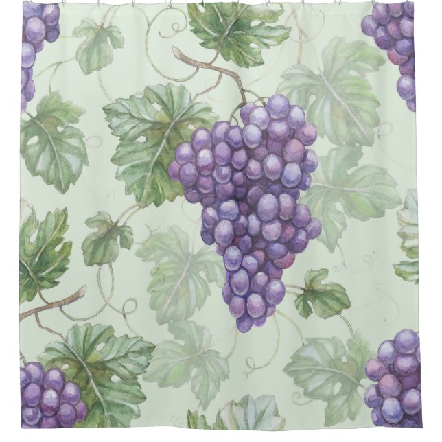 Grapes Watercolor, Fruit Seamless Pattern. (Front)