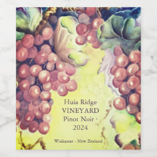 Grapes Wine Bottle Label   Boutique Winery & Event