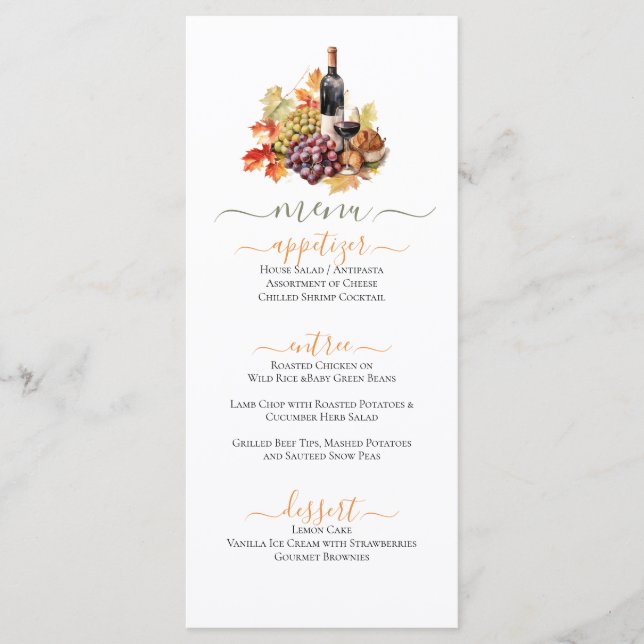 Grapes & Wine Holidays Themed Menu (Front)