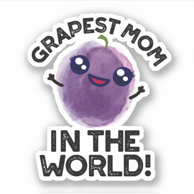 Grapest Mom In The World Funny Fruit Pun Dark BG (Front)