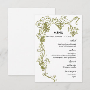 Grapevine Elegant Vineyard Italy Wedding Menu Invitation